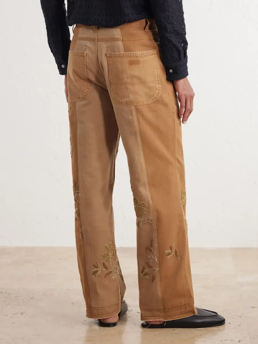 Kartik Research Zardozi Bead-Embellished Embroidered Panelled Cotton-Canvas Trousers - Men | Thumbnail 4 Kartik Research Zardozi Bead-Embellished Embroidered Panelled Cotton-Canvas Trousers - Men | Thumbnail 4