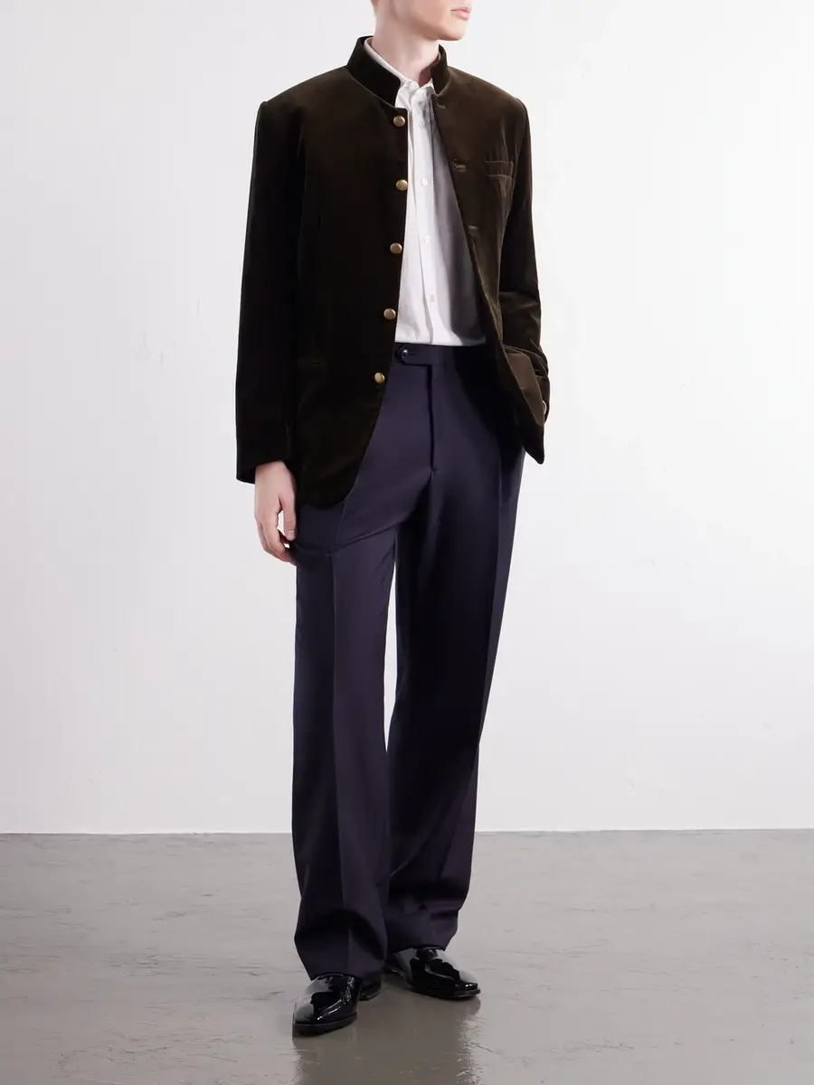 Favourbrook Nehru Cotton-Velvet Blazer - Men | Thumbnail 2 Favourbrook Nehru Cotton-Velvet Blazer - Men | Thumbnail 2