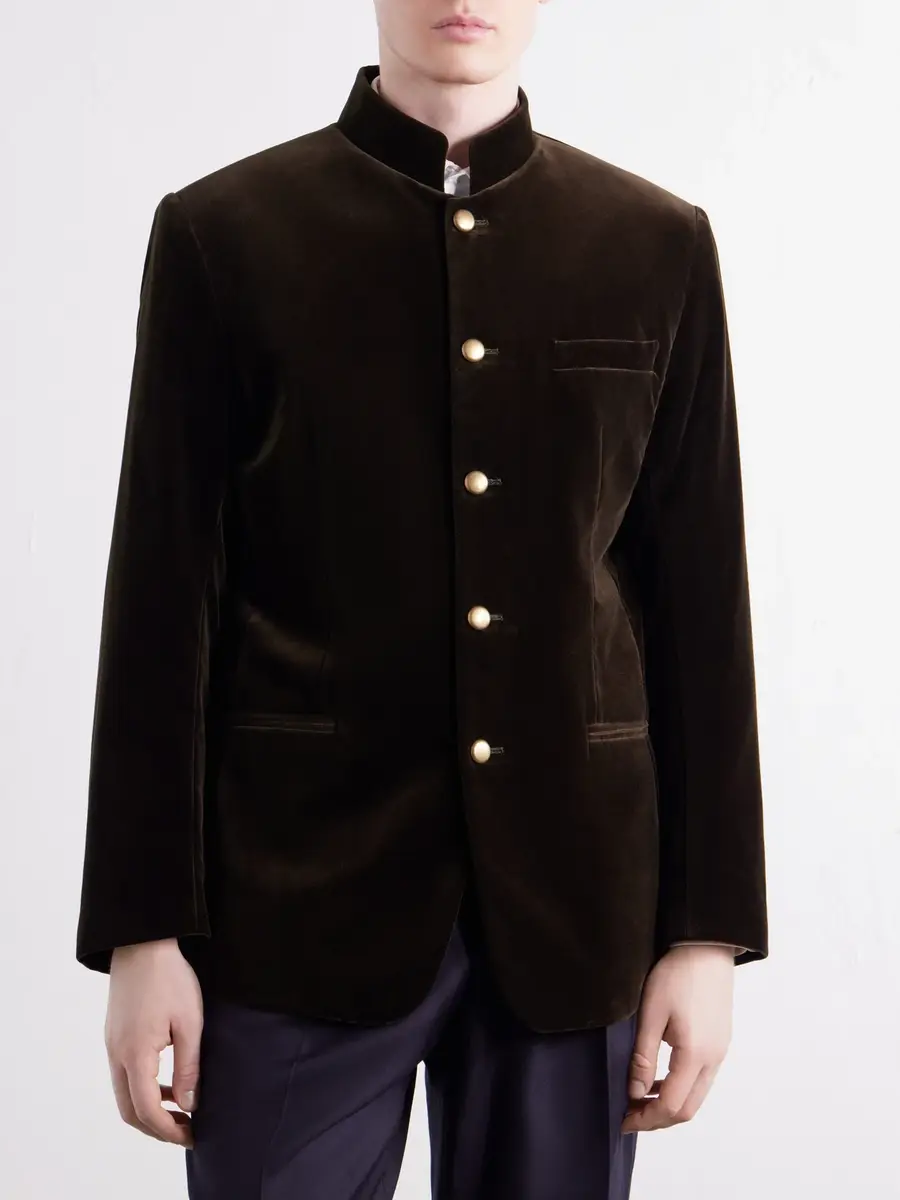Favourbrook Nehru Cotton-Velvet Blazer - Men | Thumbnail 3 Favourbrook Nehru Cotton-Velvet Blazer - Men | Thumbnail 3