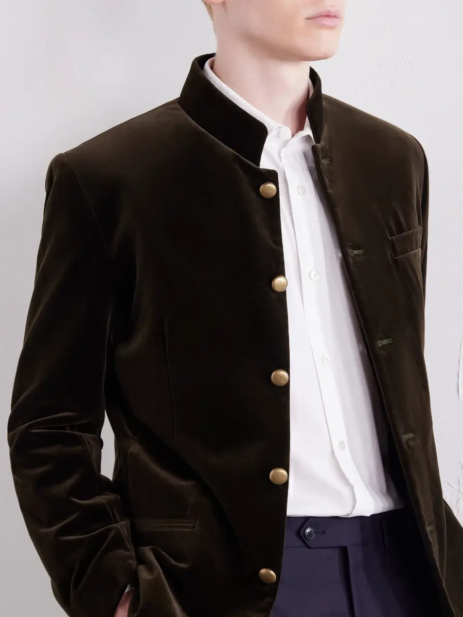 Favourbrook Nehru Cotton-Velvet Blazer - Men | Thumbnail 5 Favourbrook Nehru Cotton-Velvet Blazer - Men | Thumbnail 5