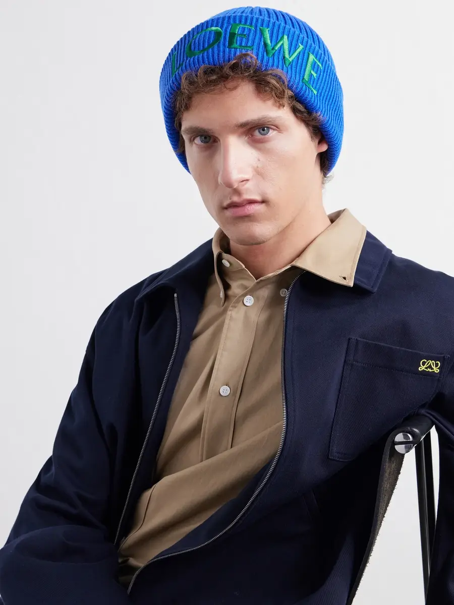 Loewe Logo-Embroidered Wool Beanie - Men | Thumbnail 2 Loewe Logo-Embroidered Wool Beanie - Men | Thumbnail 2