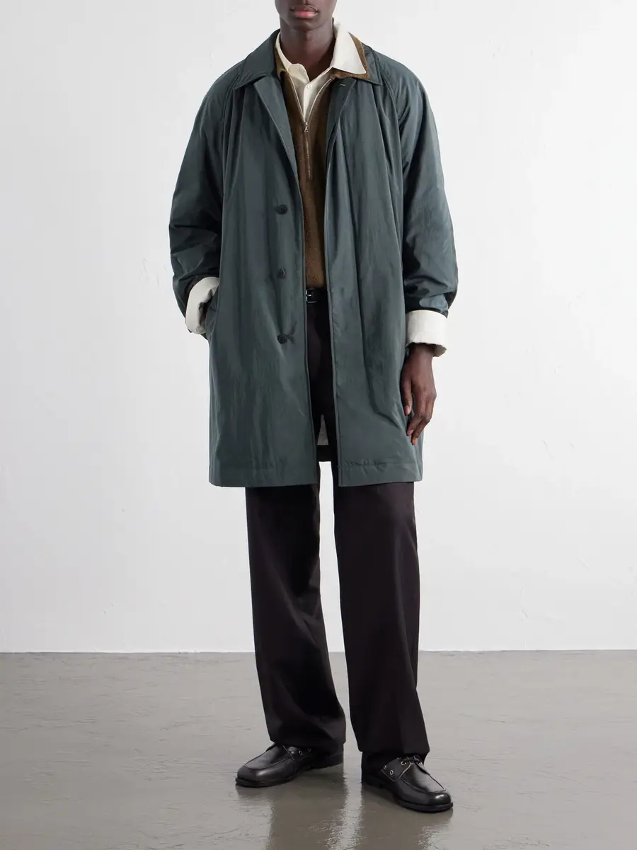 ATON Balmacaan Padded Satin Coat - Men | Thumbnail 2 ATON Balmacaan Padded Satin Coat - Men | Thumbnail 2