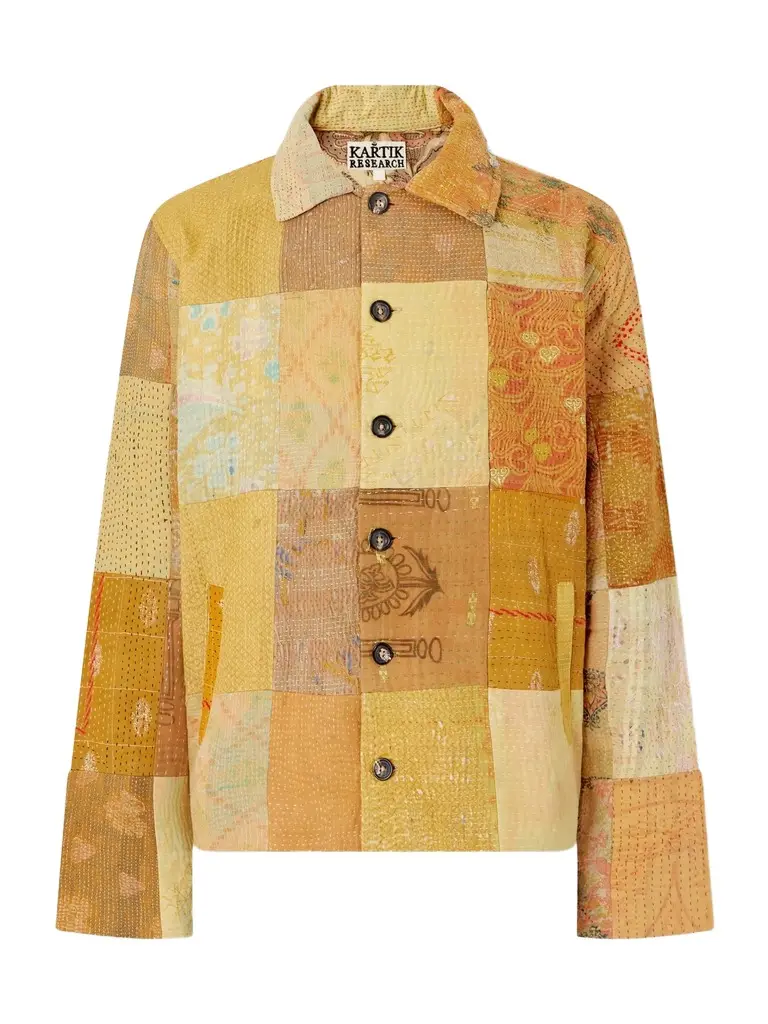 Kartik Research Vintage Kantha Patchwork Quilted Cotton-Voile Jacket - Men