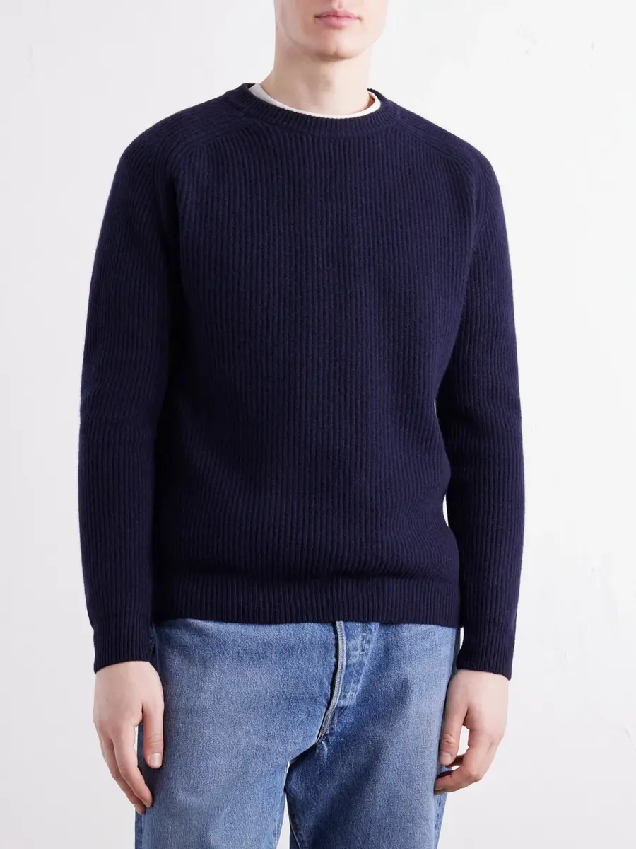 PIACENZA 1733 Ribbed Wool and Cashmere-Blend Sweater - Men | Thumbnail 3