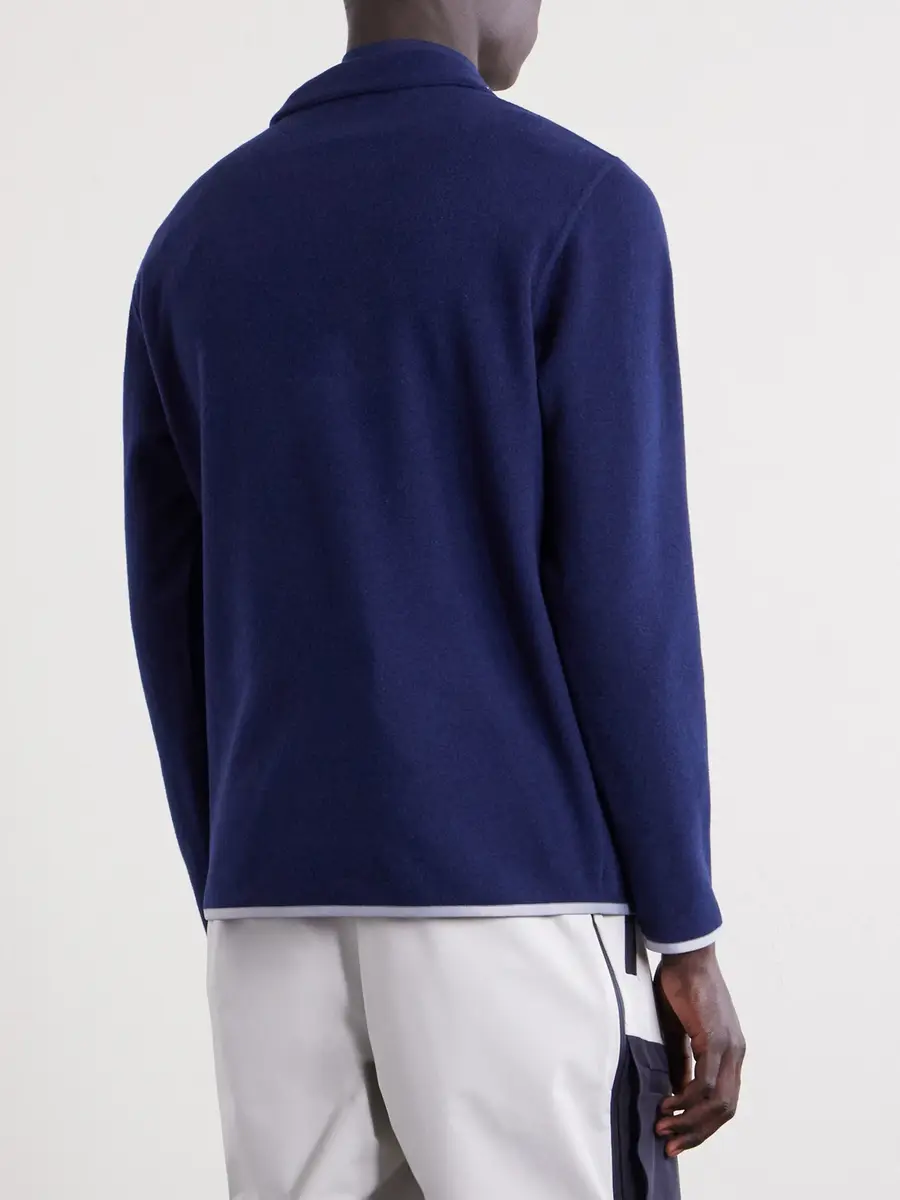 Brunello Cucinelli Logo-Embroidered Cashmere and Cotton-Blend Half-Zip Ski Mid Layer - Men | Thumbnail 4