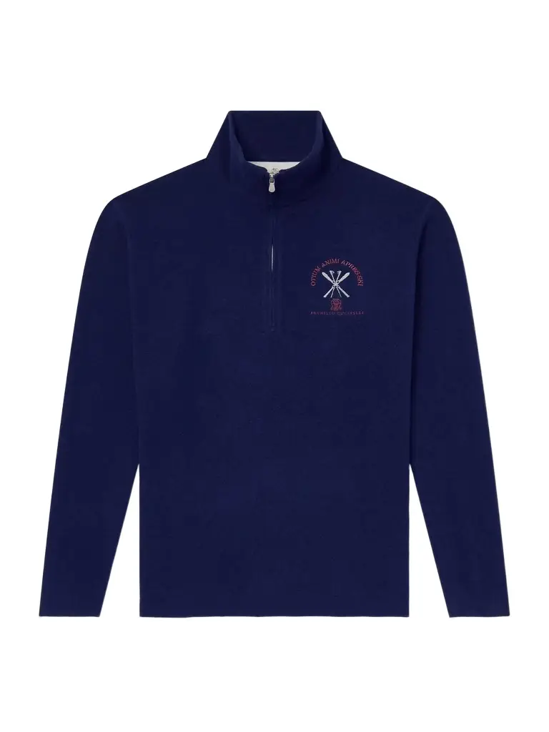Brunello Cucinelli Logo-Embroidered Cashmere and Cotton-Blend Half-Zip Ski Mid Layer - Men
