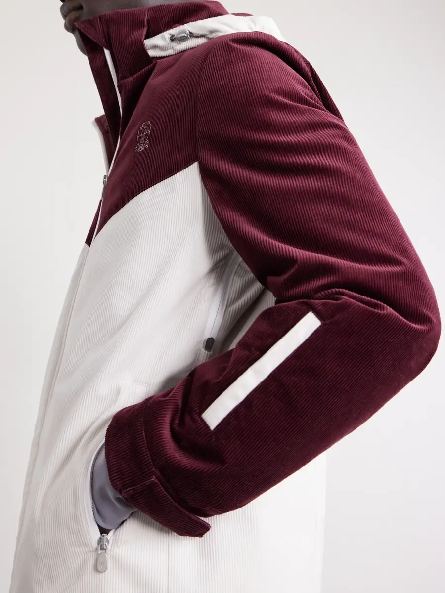 Brunello Cucinelli Logo-Embroidered Paneled Cotton-Corduroy Hooded Ski Jacket - Men | Thumbnail 6 Brunello Cucinelli Logo-Embroidered Paneled Cotton-Corduroy Hooded Ski Jacket - Men | Thumbnail 6