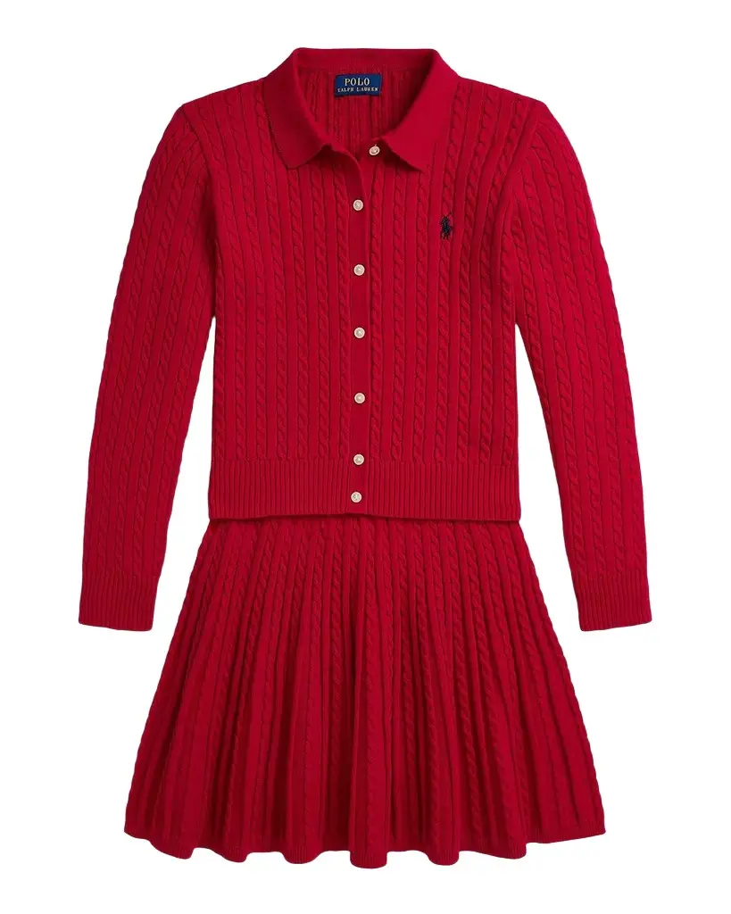 Cotton Polo Cardigan & Skirt Set Cotton Polo Cardigan & Skirt Set