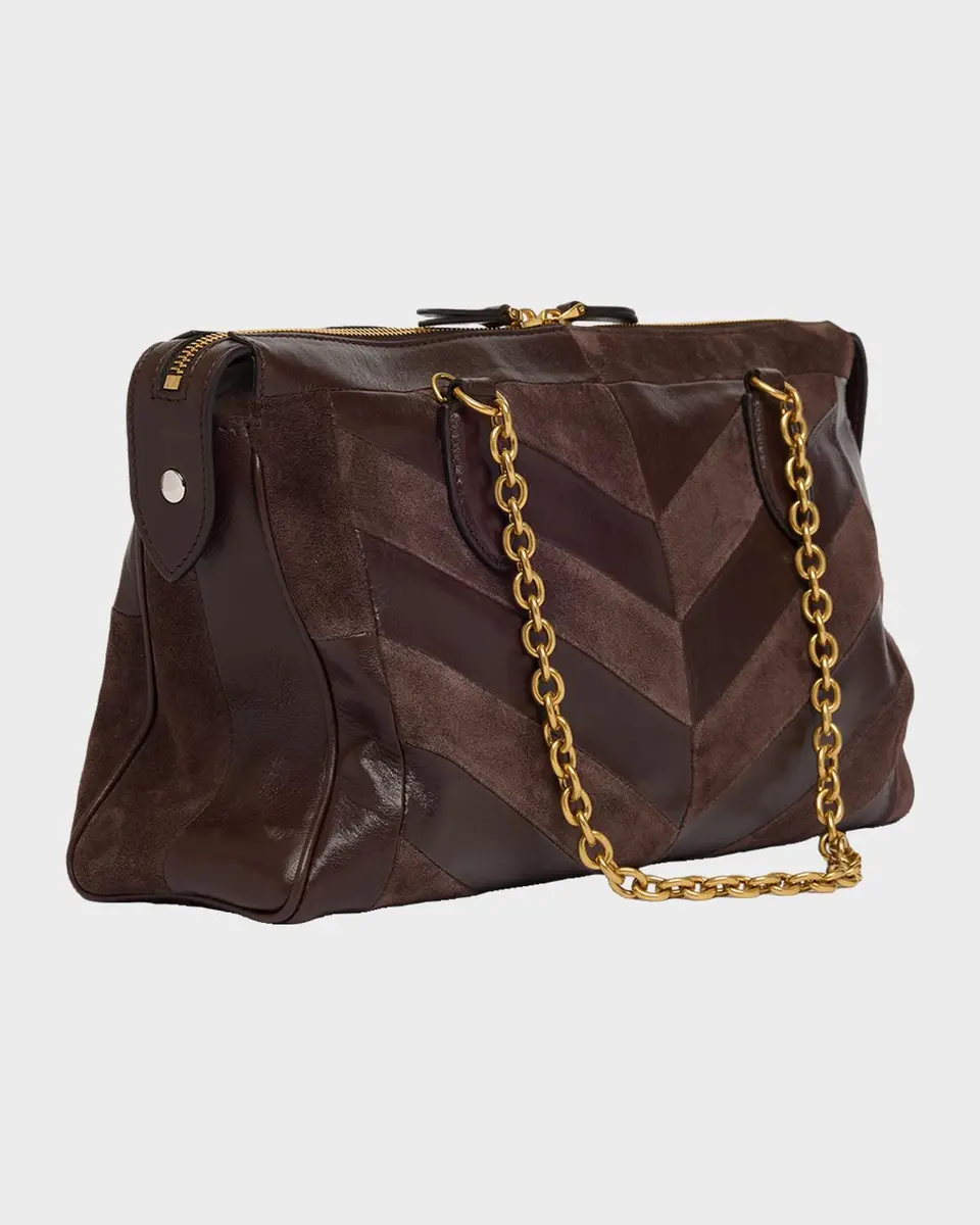 Valentino Garavani Panthea Medium Chevron Leather & Suede Shoulder Bag | Thumbnail 2