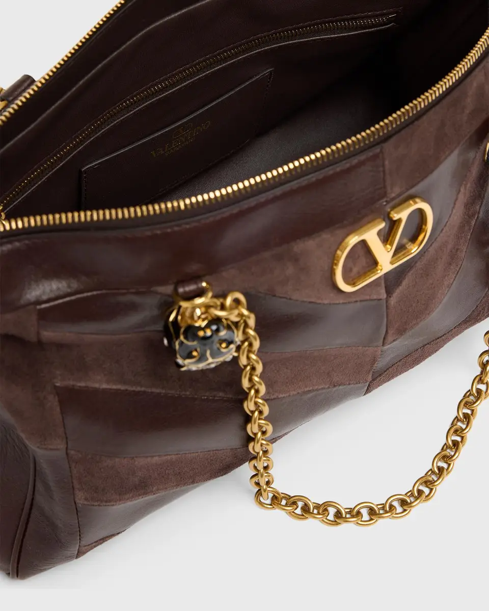 Valentino Garavani Panthea Medium Chevron Leather & Suede Shoulder Bag | Thumbnail 3