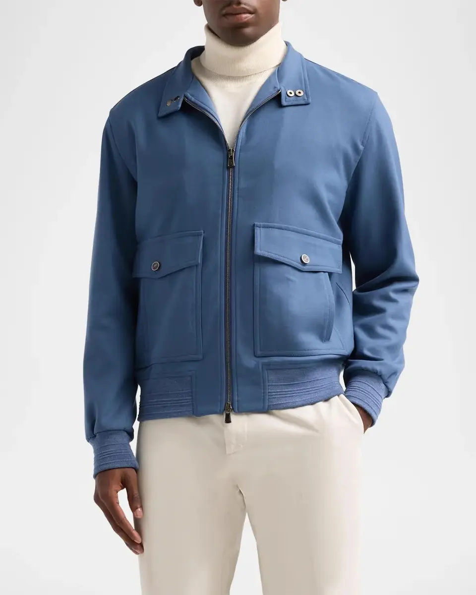 Isaia Baracuta Stretch-Wool Zip-Up Bomber Jacket | Thumbnail 4