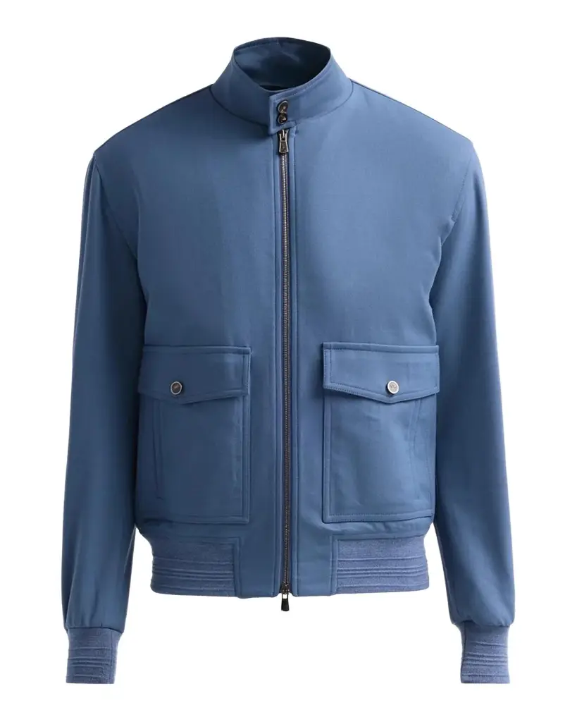 Isaia Baracuta Stretch-Wool Zip-Up Bomber Jacket