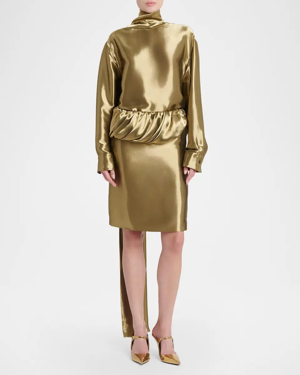 Ferragamo Metallic Wool Draped Turtleneck Shirt | Thumbnail 2 Ferragamo Metallic Wool Draped Turtleneck Shirt | Thumbnail 2
