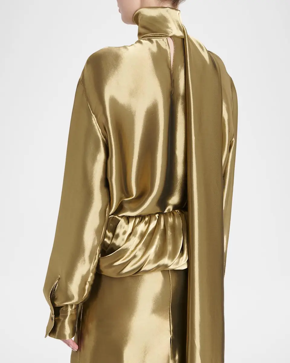 Ferragamo Metallic Wool Draped Turtleneck Shirt | Thumbnail 3 Ferragamo Metallic Wool Draped Turtleneck Shirt | Thumbnail 3