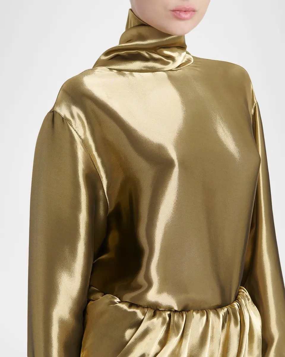 Ferragamo Metallic Wool Draped Turtleneck Shirt | Thumbnail 5 Ferragamo Metallic Wool Draped Turtleneck Shirt | Thumbnail 5