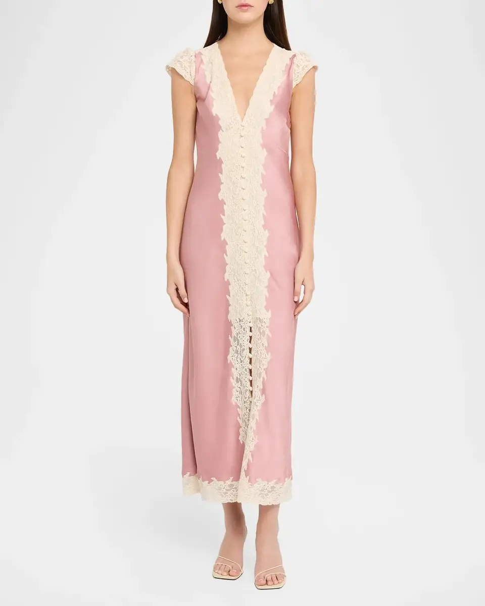 LoveShackFancy Para Laced Crepe Maxi Dress | Thumbnail 2 LoveShackFancy Para Laced Crepe Maxi Dress | Thumbnail 2
