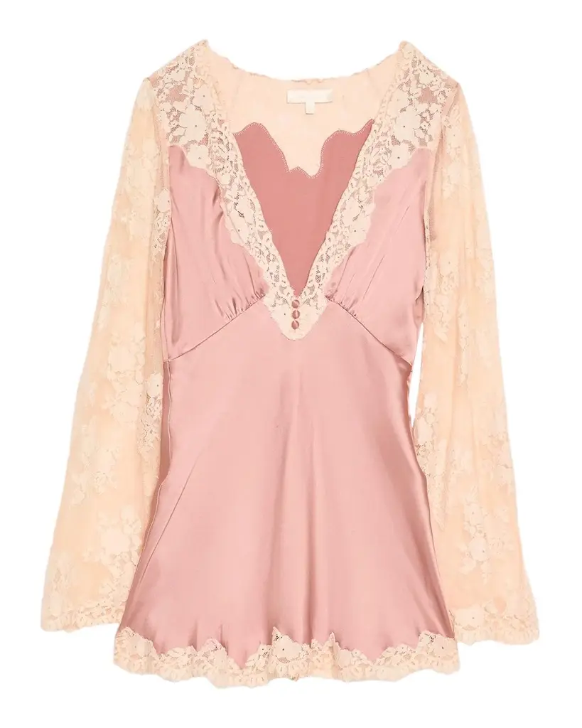 LoveShackFancy Dawselle Lace-Trim Mini Dress