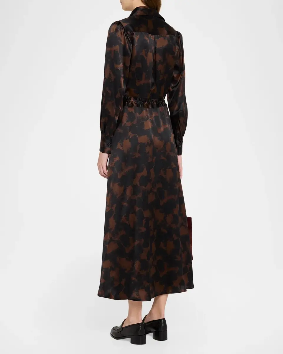 Kiton Long-Sleeve Abstract-Print Silk Coulisse Midi Shirtdress | Thumbnail 3 Kiton Long-Sleeve Abstract-Print Silk Coulisse Midi Shirtdress | Thumbnail 3