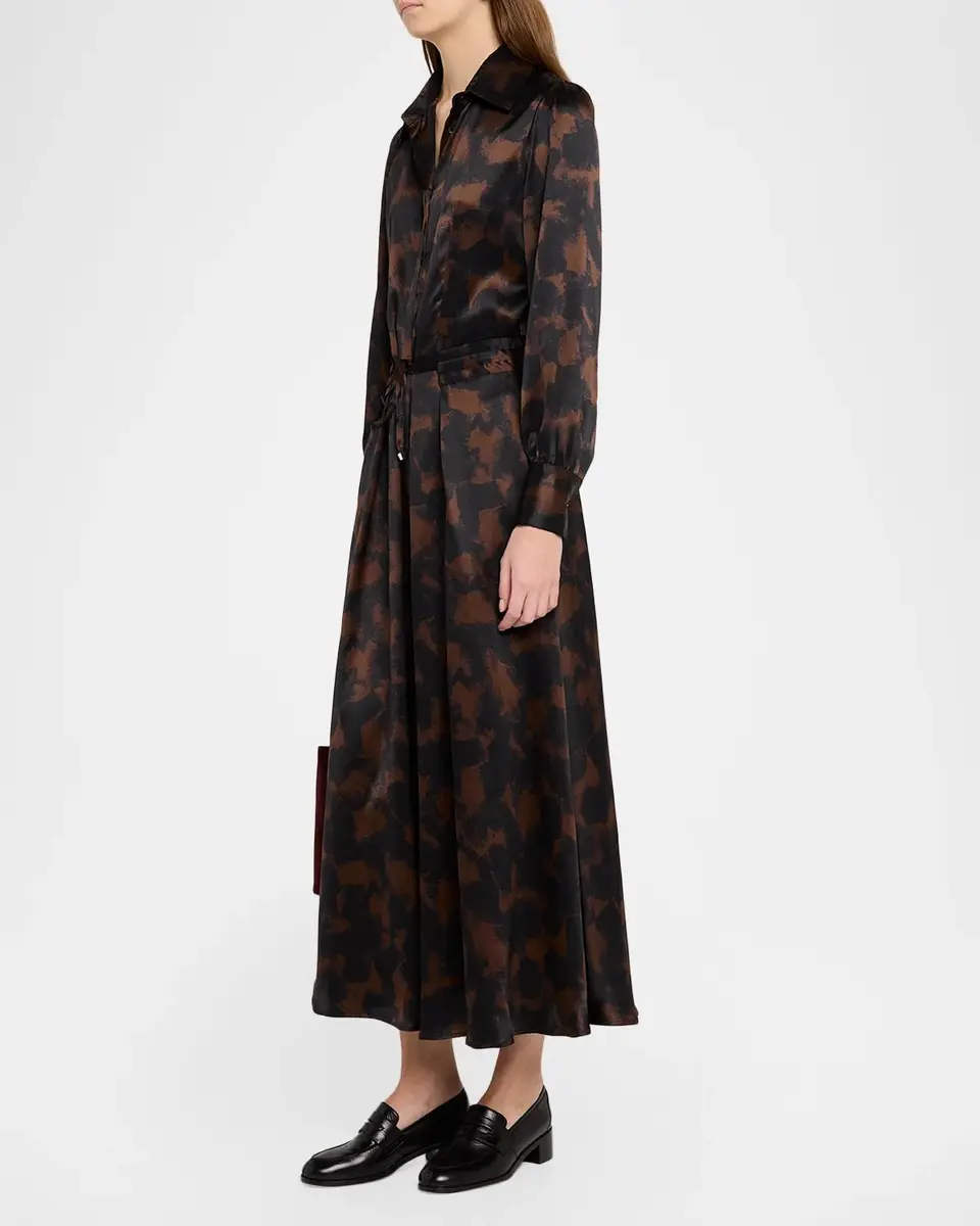 Kiton Long-Sleeve Abstract-Print Silk Coulisse Midi Shirtdress | Thumbnail 4 Kiton Long-Sleeve Abstract-Print Silk Coulisse Midi Shirtdress | Thumbnail 4