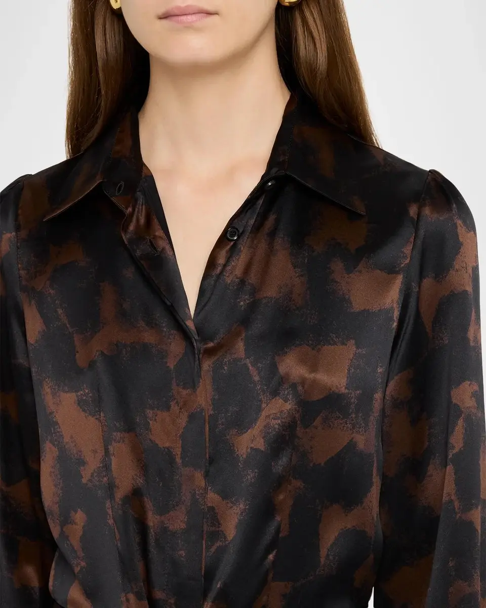 Kiton Long-Sleeve Abstract-Print Silk Coulisse Midi Shirtdress | Thumbnail 5 Kiton Long-Sleeve Abstract-Print Silk Coulisse Midi Shirtdress | Thumbnail 5