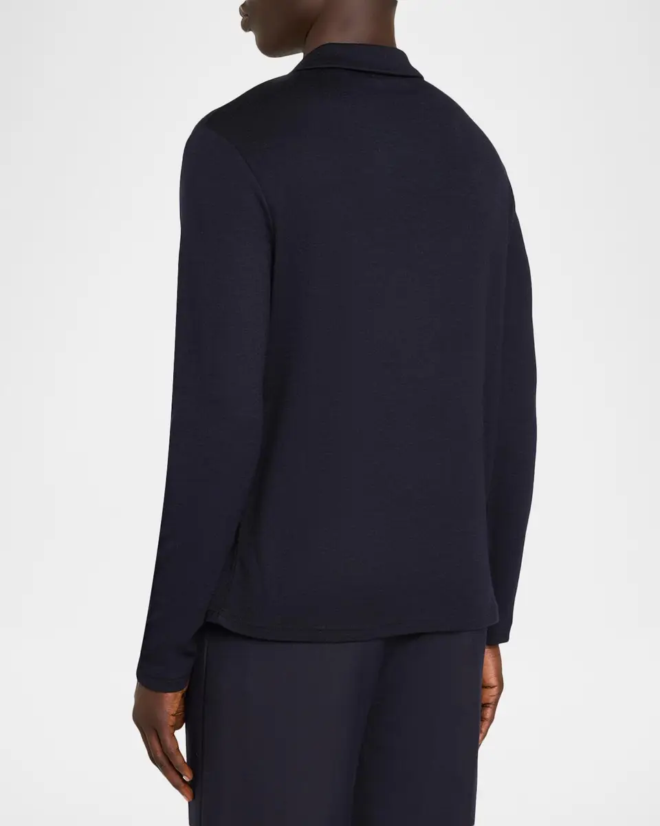 Vince Men's Wool Interlock Long-Sleeve Polo Shirt | Thumbnail 3