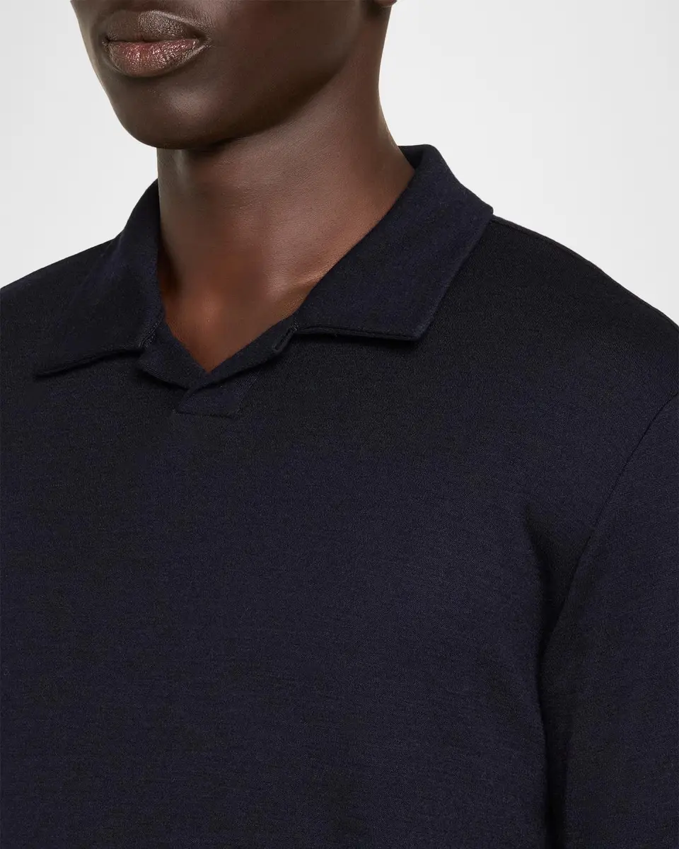 Vince Men's Wool Interlock Long-Sleeve Polo Shirt | Thumbnail 5