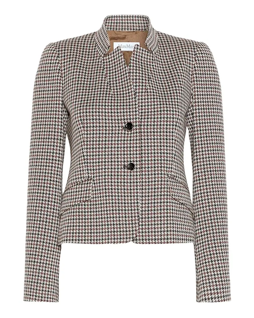 Houndstooth Wool Single-Breasted Jacket Houndstooth Wool Single-Breasted Jacket