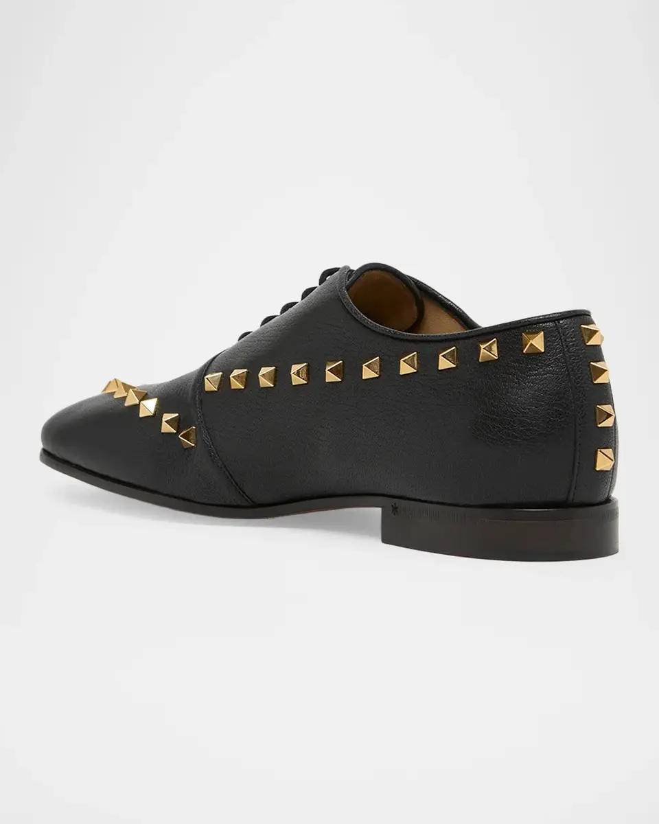 Valentino Garavani Men's Rockstud Leather Derby Shoes | Thumbnail 4 Valentino Garavani Men's Rockstud Leather Derby Shoes | Thumbnail 4