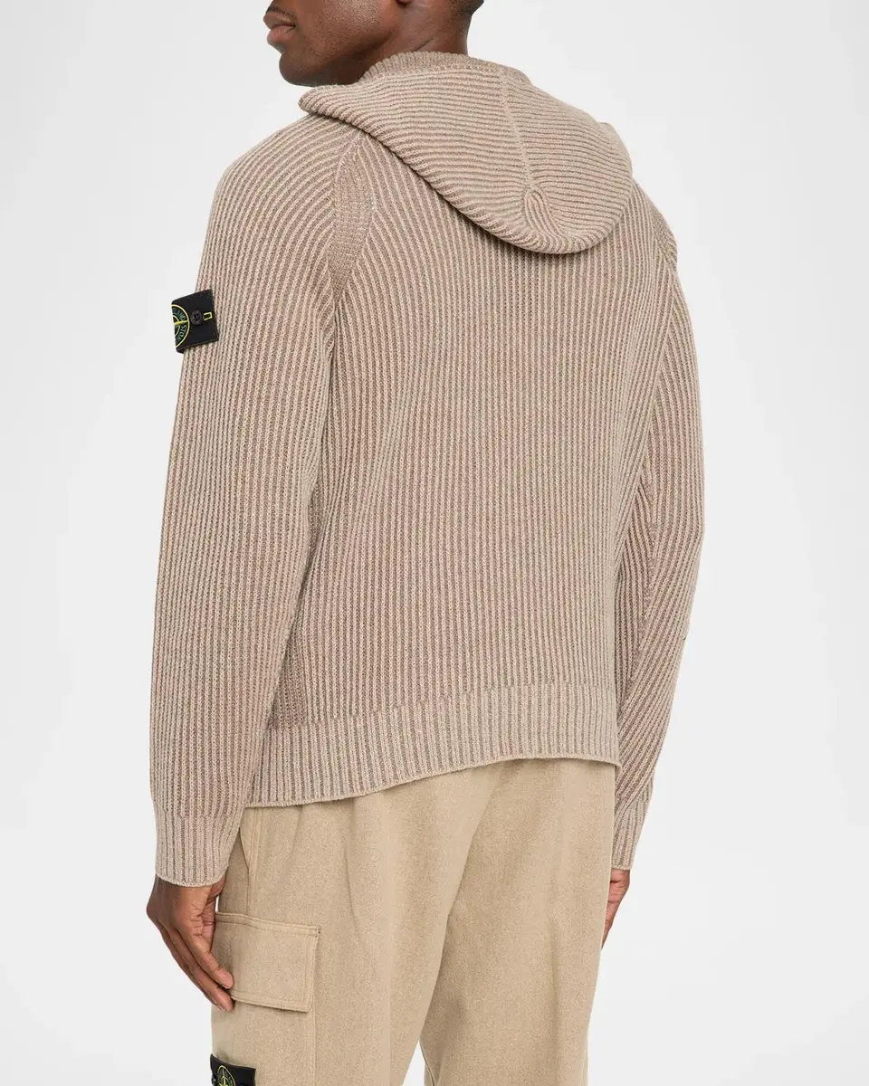 Stone Island Men's Ribbed Full-Zip Hoodie | Thumbnail 3 Stone Island Men's Ribbed Full-Zip Hoodie | Thumbnail 3