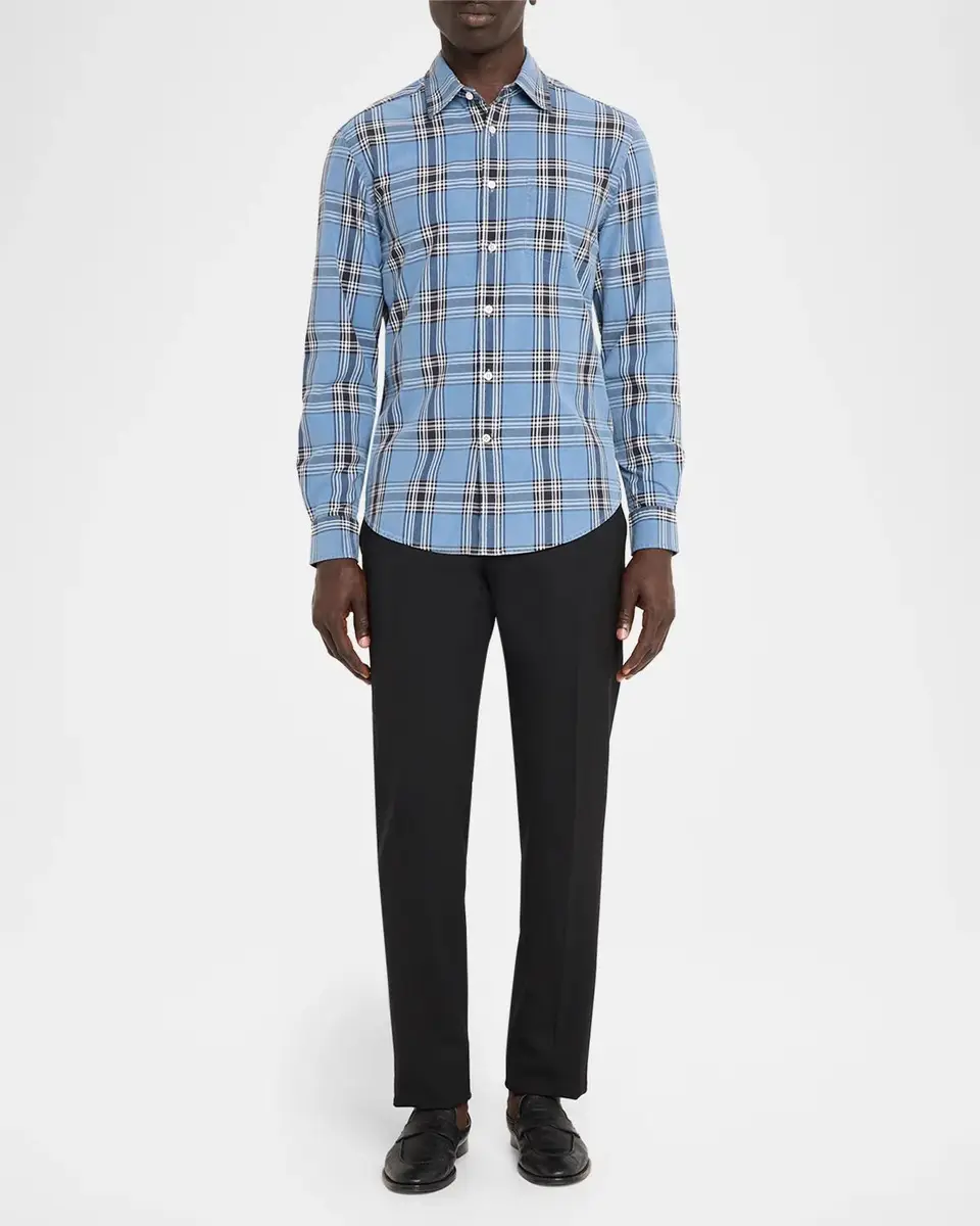 dunhill Men's Sea Island Cotton Plaid Button-Front Shirt | Thumbnail 2 dunhill Men's Sea Island Cotton Plaid Button-Front Shirt | Thumbnail 2