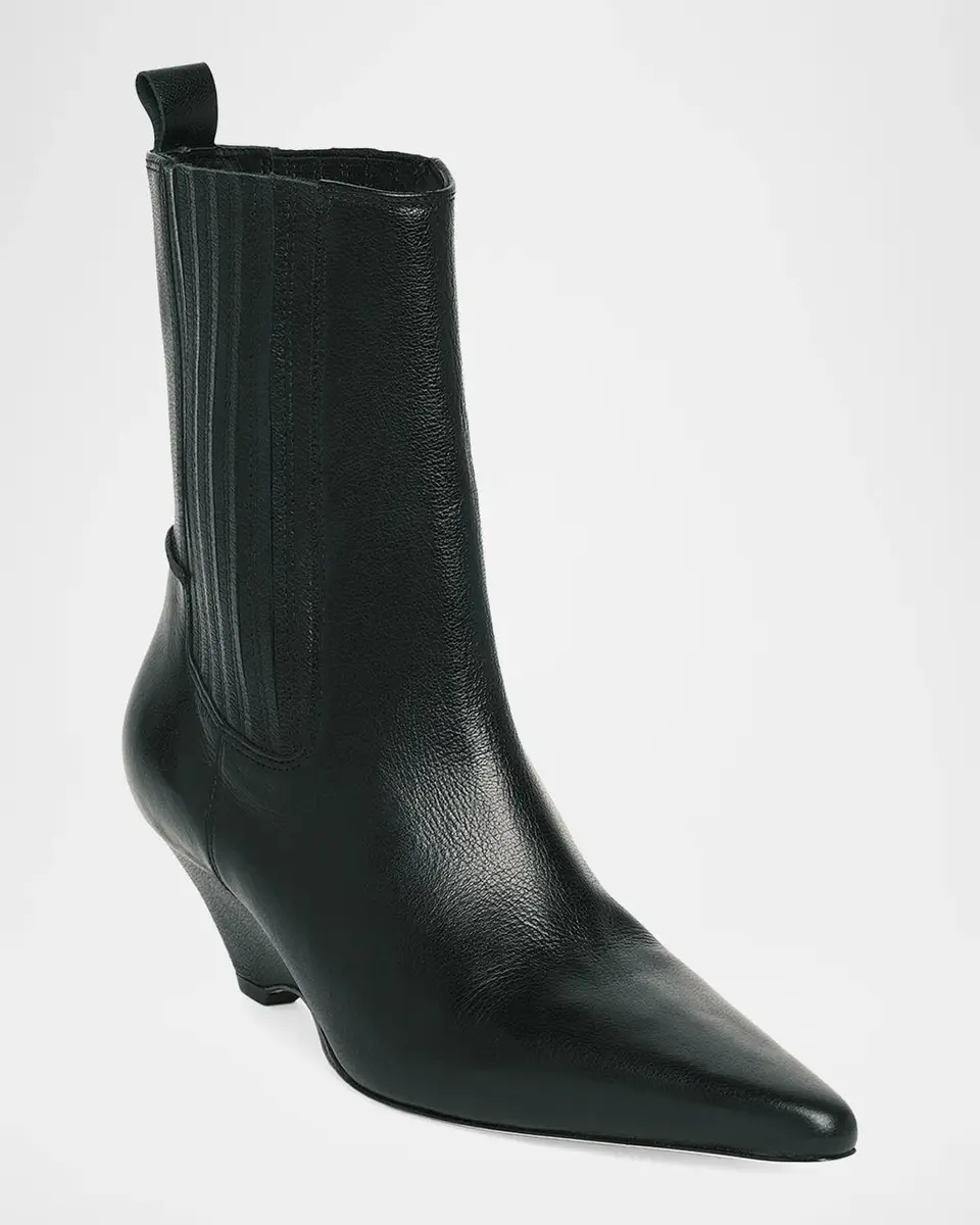 Cinq à Sept 60mm Parker Curved Wedge Ankle Boots | Thumbnail 3 Cinq à Sept 60mm Parker Curved Wedge Ankle Boots | Thumbnail 3
