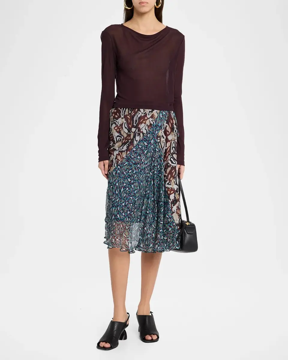 Dries Van Noten Sibanna Patchwork Crinkle Silk Chiffon Drawstring Skirt | Thumbnail 2 Dries Van Noten Sibanna Patchwork Crinkle Silk Chiffon Drawstring Skirt | Thumbnail 2