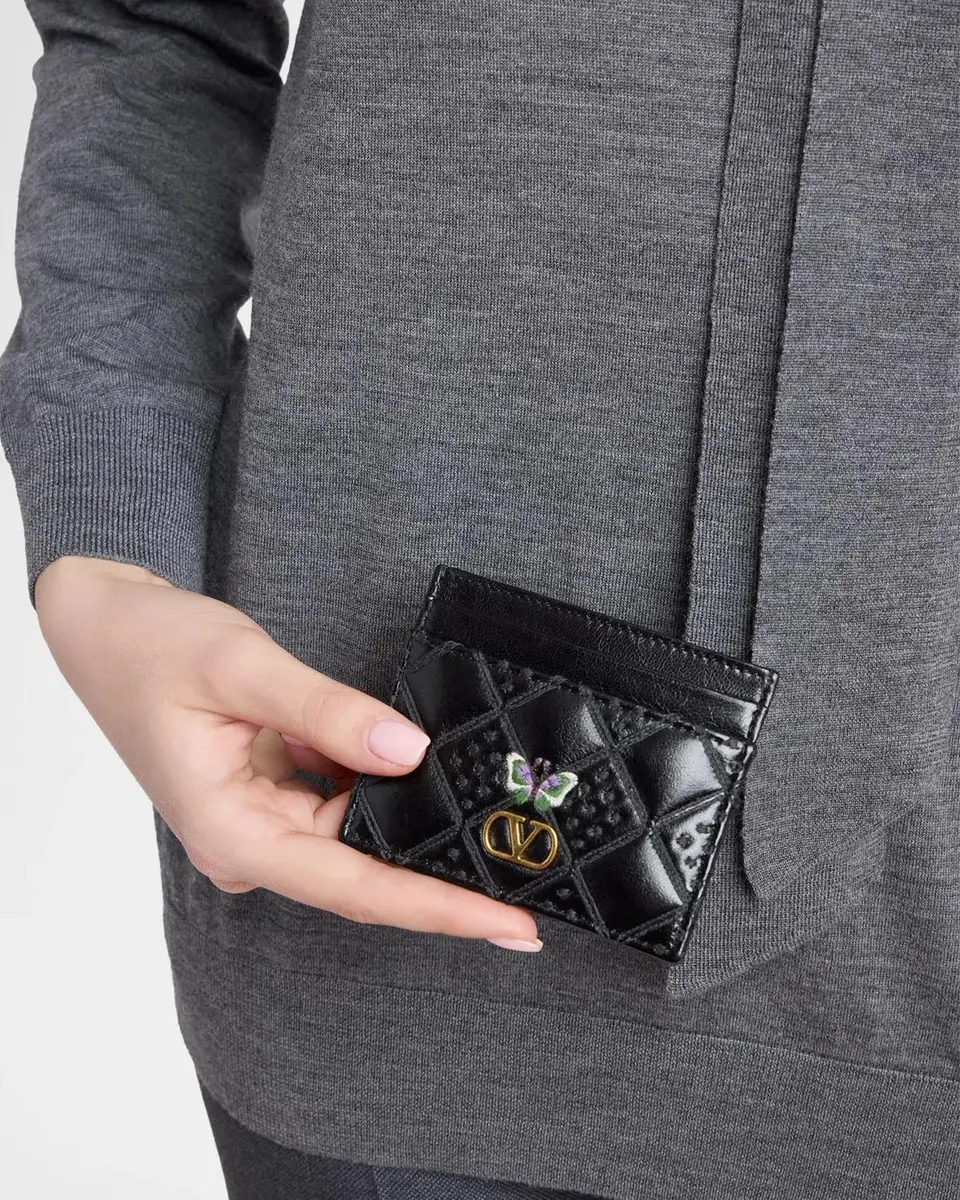 Valentino Garavani Leather VLogo Butterfly Card Holder | Thumbnail 2 Valentino Garavani Leather VLogo Butterfly Card Holder | Thumbnail 2