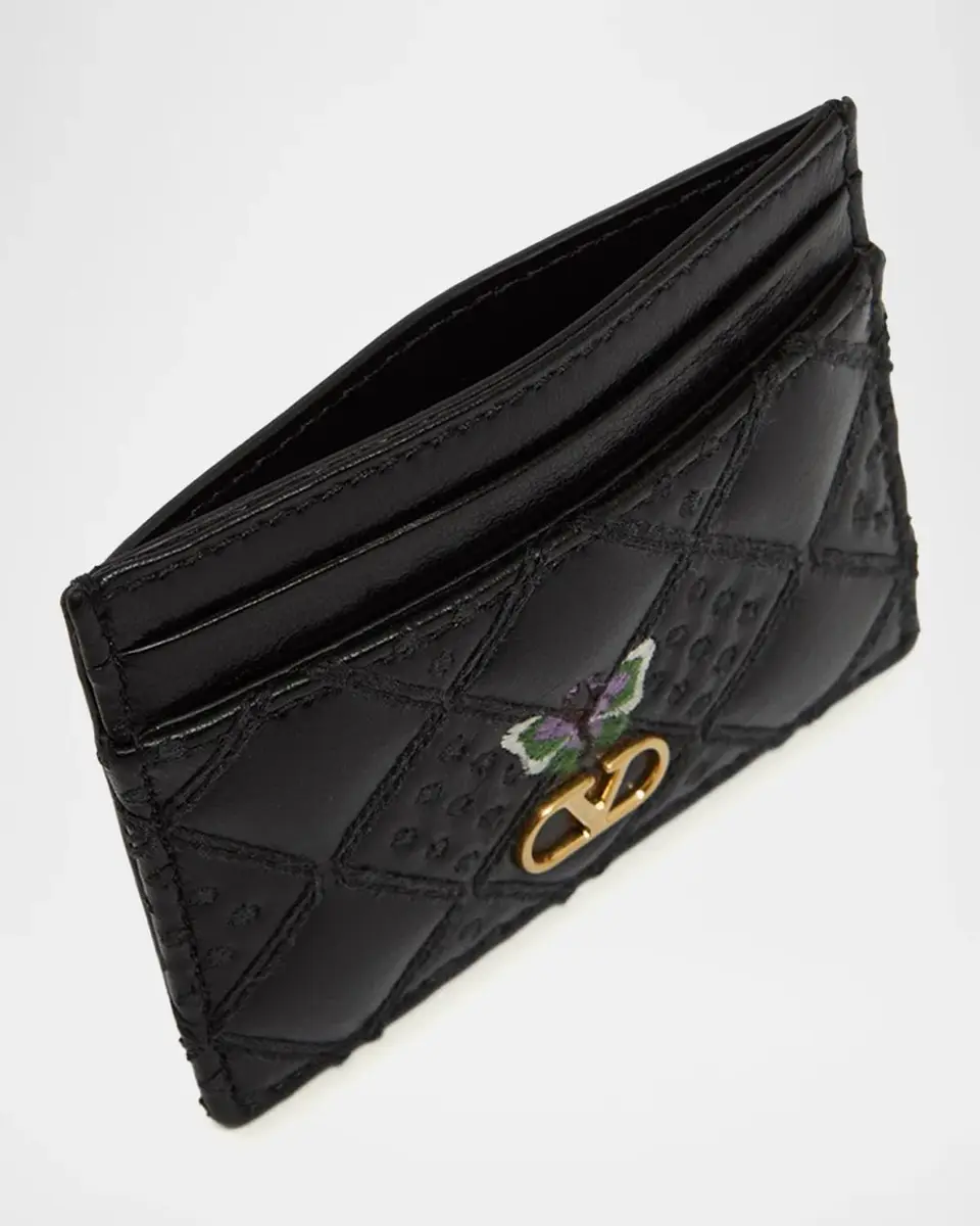 Valentino Garavani Leather VLogo Butterfly Card Holder | Thumbnail 3 Valentino Garavani Leather VLogo Butterfly Card Holder | Thumbnail 3