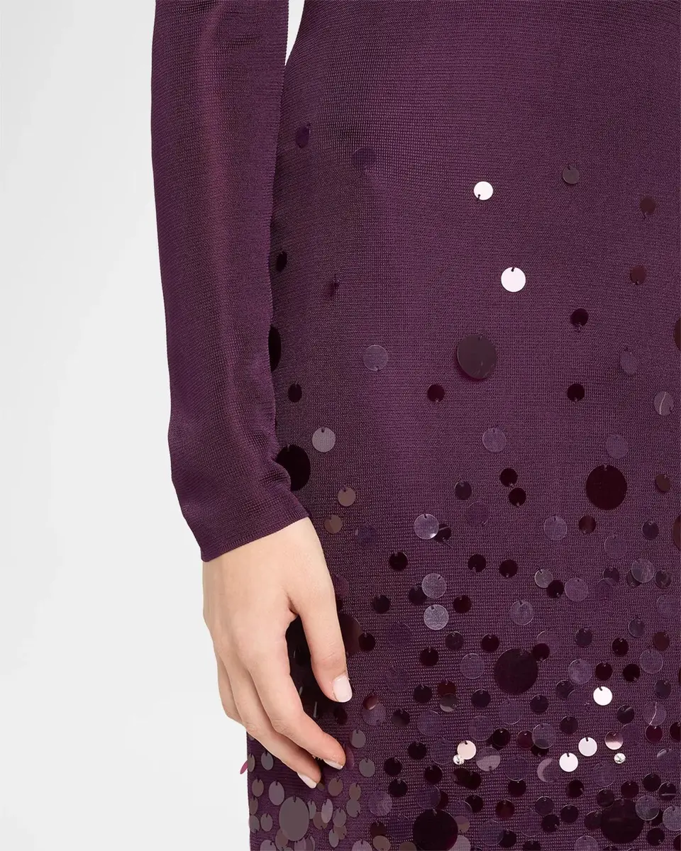 Carolina Herrera Embellished Knit Long-Sleeve Midi Dress | Thumbnail 5