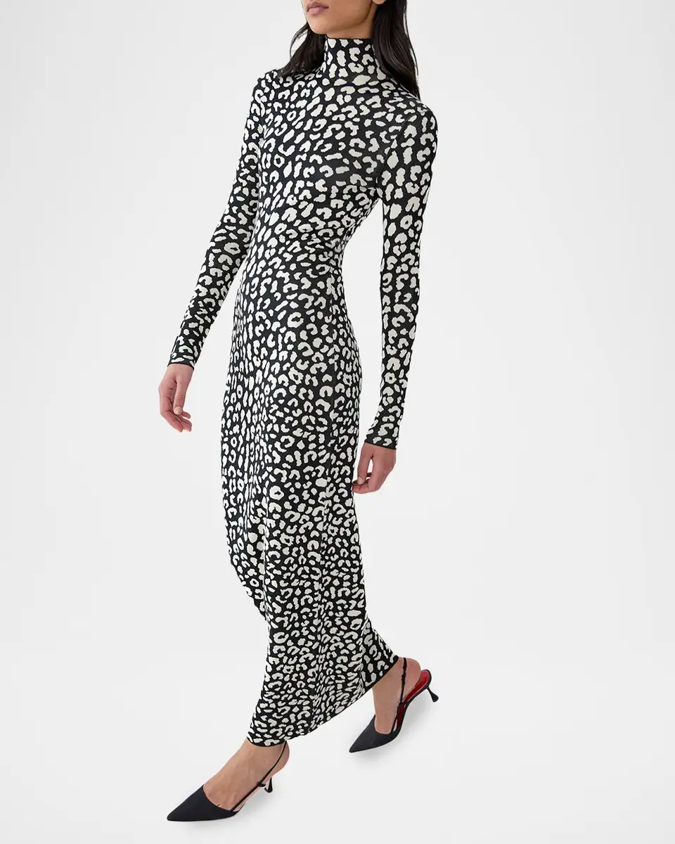 Carolina Herrera Long-Sleeve Leopard Maxi Turtleneck Dress | Thumbnail 4 Carolina Herrera Long-Sleeve Leopard Maxi Turtleneck Dress | Thumbnail 4