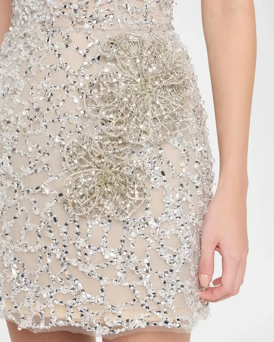 Oscar de la Renta Crystal Leaves Embroidered Strapless Mini Dress | Thumbnail 5 Oscar de la Renta Crystal Leaves Embroidered Strapless Mini Dress | Thumbnail 5