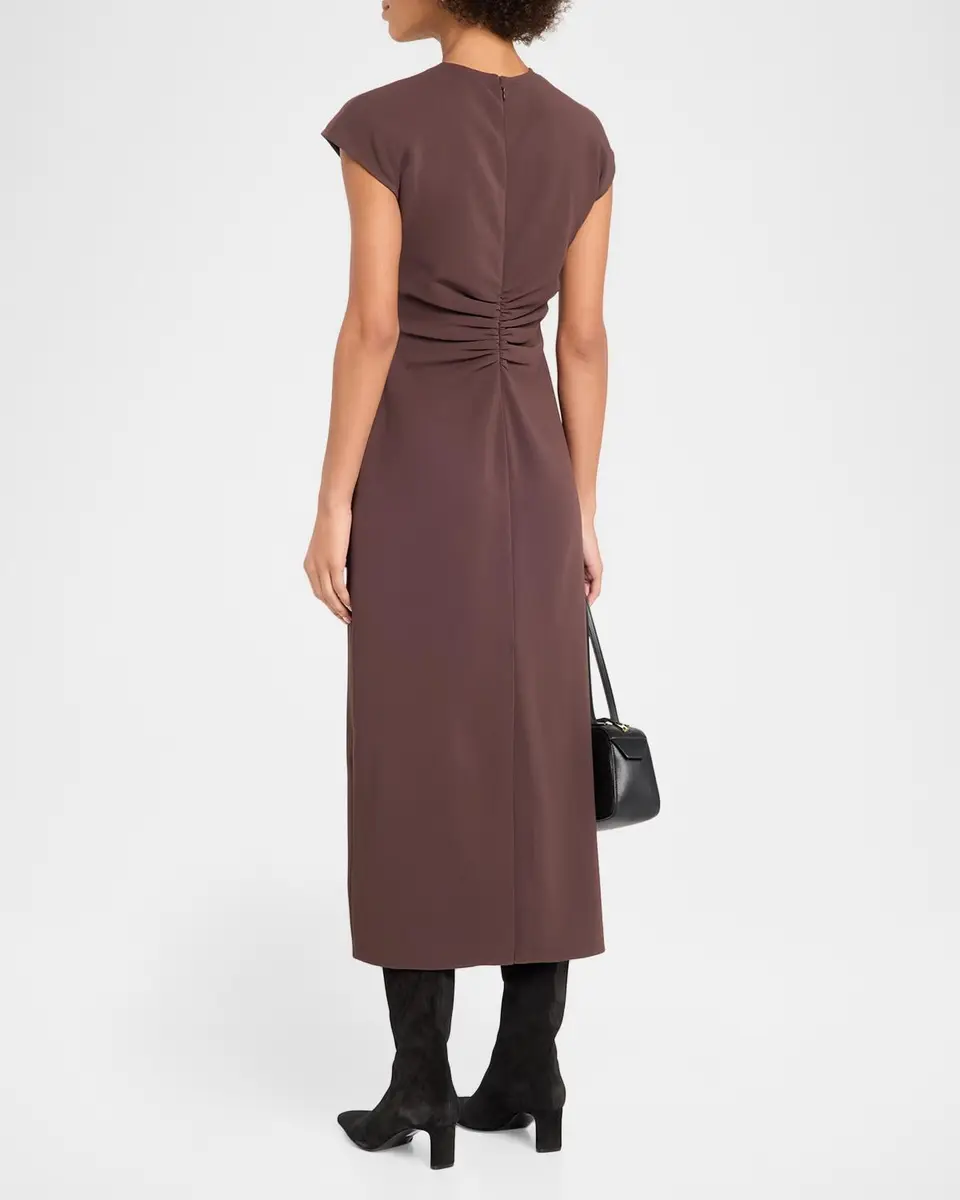 Veronica Beard June Ruched Cap-Sleeve Midi Dress | Thumbnail 3 Veronica Beard June Ruched Cap-Sleeve Midi Dress | Thumbnail 3