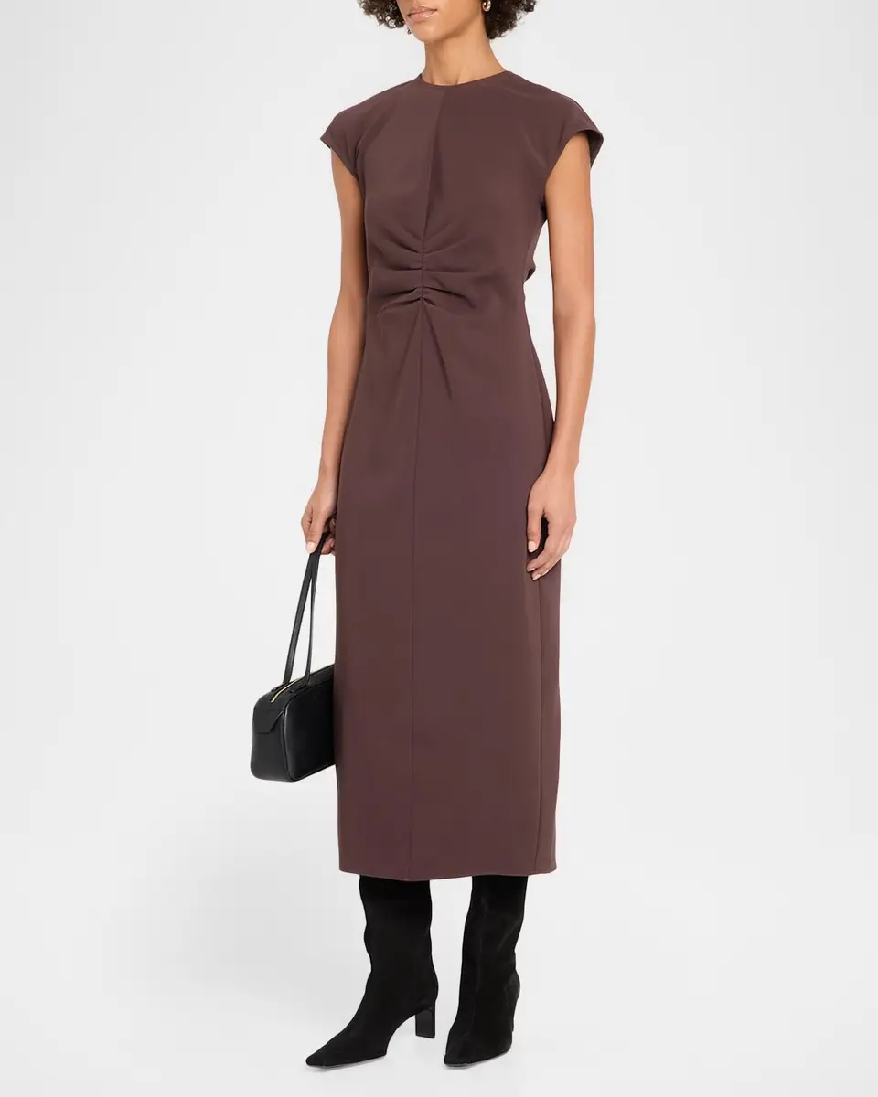 Veronica Beard June Ruched Cap-Sleeve Midi Dress | Thumbnail 4 Veronica Beard June Ruched Cap-Sleeve Midi Dress | Thumbnail 4