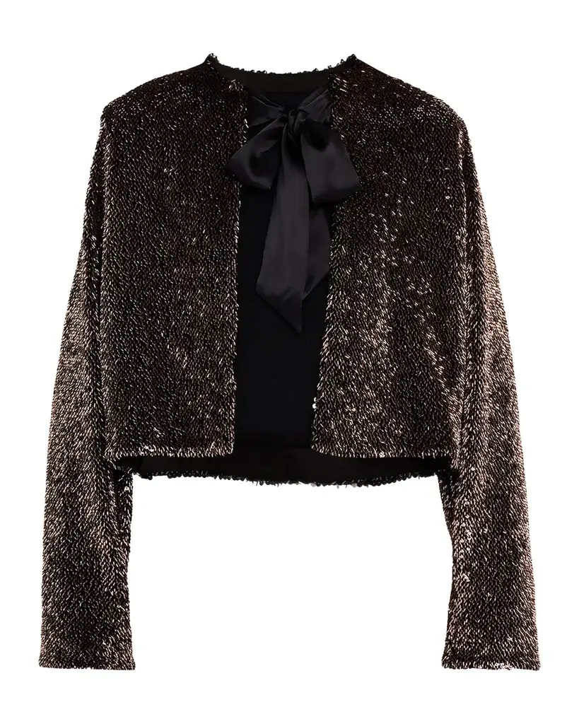 Veronica Beard Bancroff Embellished Tie-Neck Jacket