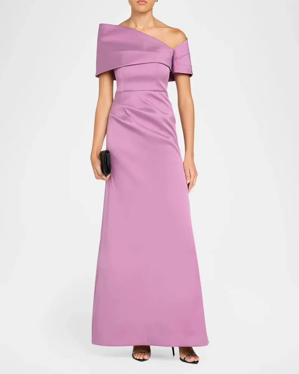 Rickie Freeman for Teri Jon One-Shoulder Stretch Mikado Gown | Thumbnail 2