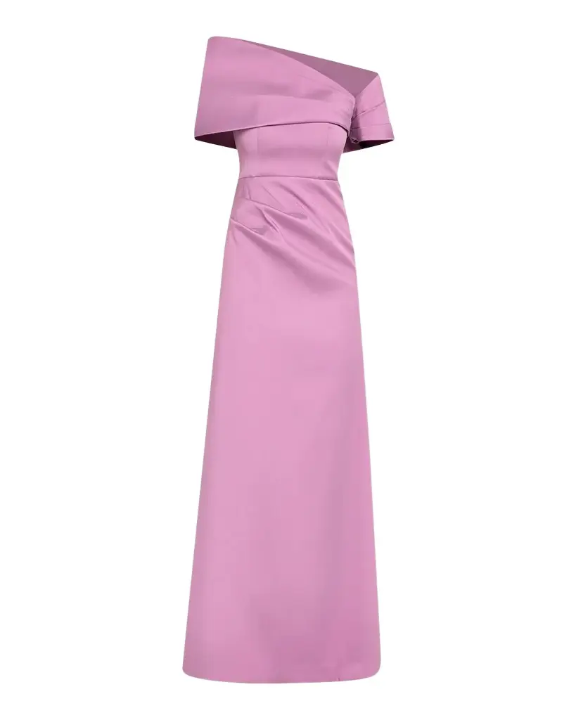 Rickie Freeman for Teri Jon One-Shoulder Stretch Mikado Gown