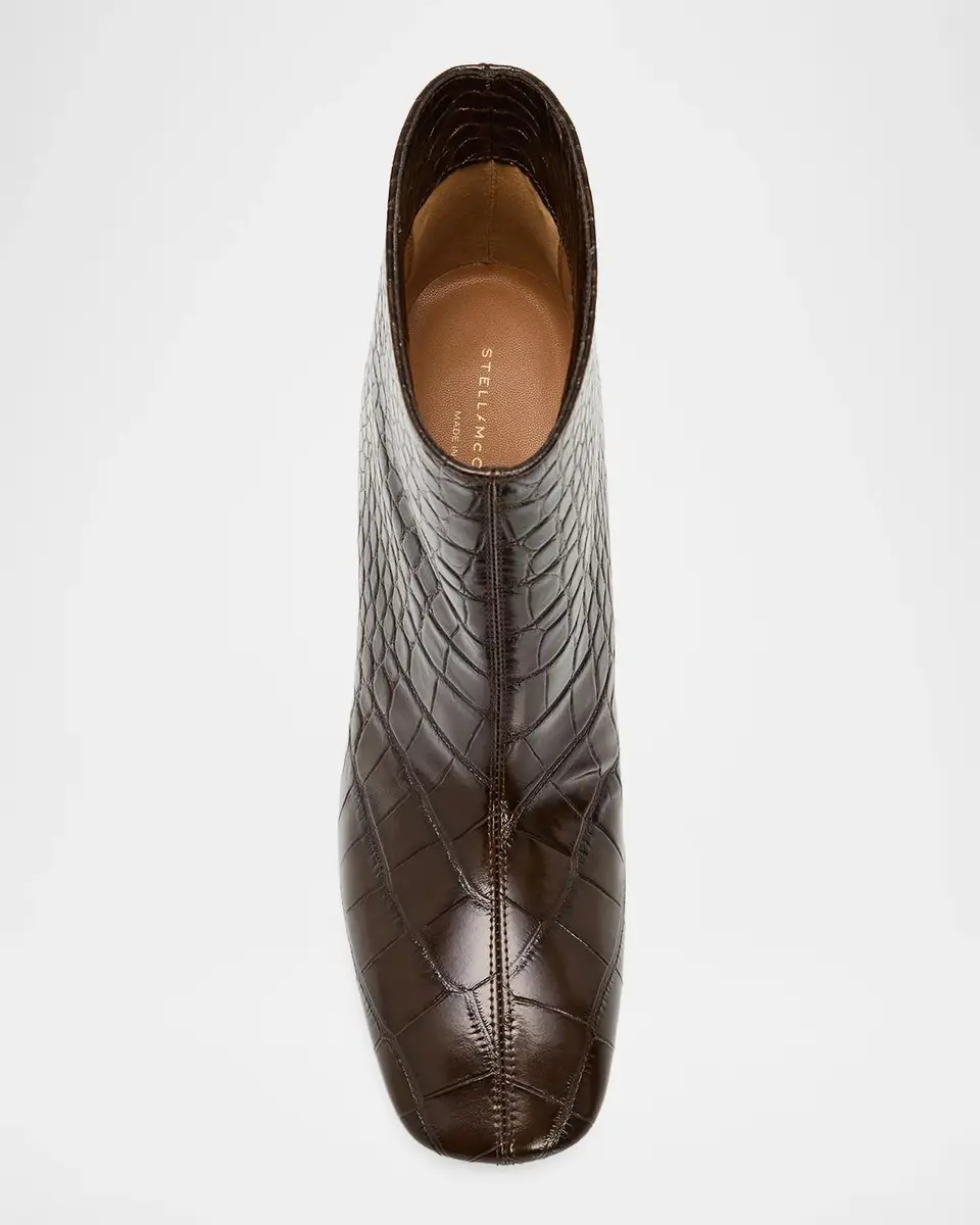 Stella McCartney 85mm Croc-Embossed Vegan Leather Ankle Boots | Thumbnail 3 Stella McCartney 85mm Croc-Embossed Vegan Leather Ankle Boots | Thumbnail 3
