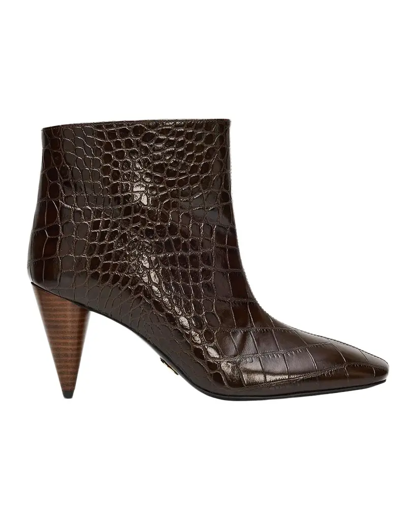 Stella McCartney 85mm Croc-Embossed Vegan Leather Ankle Boots