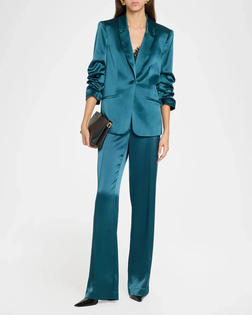 Cinq à Sept Kylie Scrunched-Sleeve Satin Blazer | Thumbnail 2 Cinq à Sept Kylie Scrunched-Sleeve Satin Blazer | Thumbnail 2