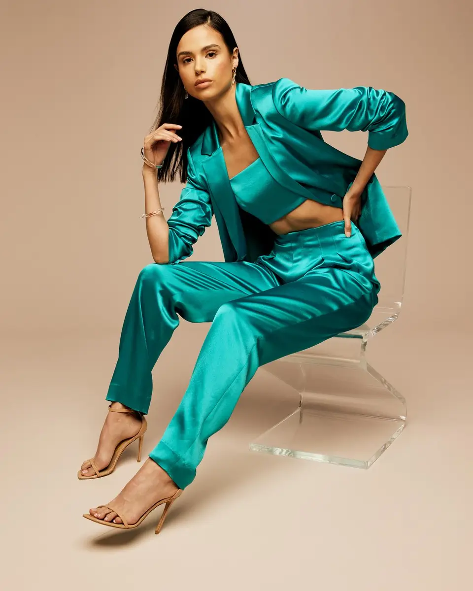 Cinq à Sept Kylie Scrunched-Sleeve Satin Blazer | Thumbnail 5 Cinq à Sept Kylie Scrunched-Sleeve Satin Blazer | Thumbnail 5