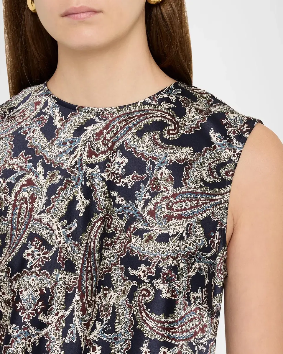 Veronica Beard Gemma Paisley Satin Sleeveless Midi Dress | Thumbnail 5 Veronica Beard Gemma Paisley Satin Sleeveless Midi Dress | Thumbnail 5