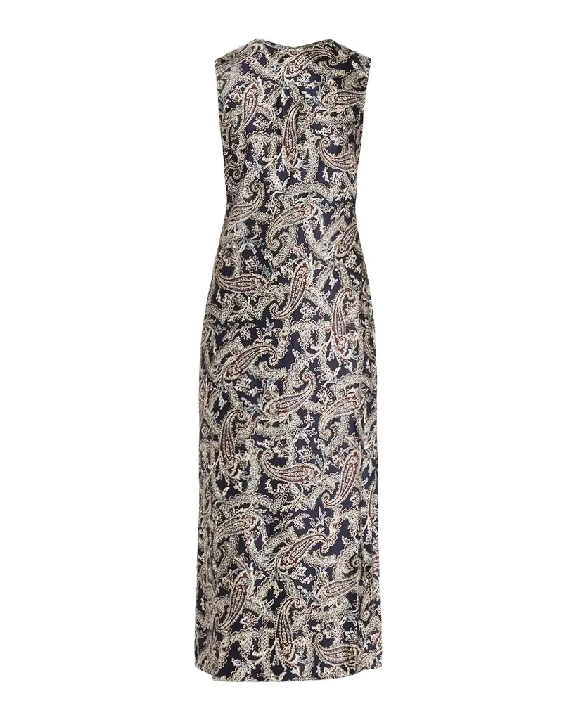 Gemma Paisley Satin Sleeveless Midi Dress Gemma Paisley Satin Sleeveless Midi Dress