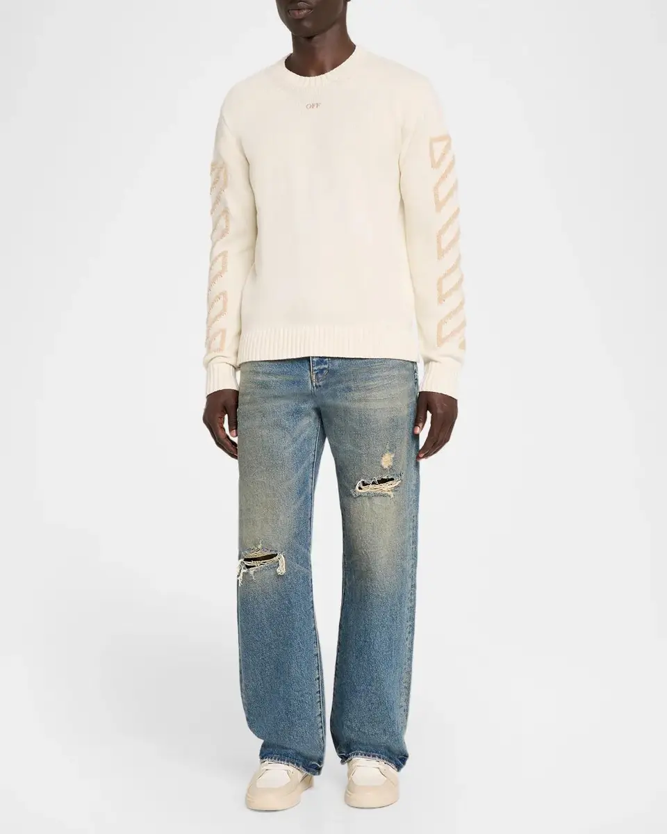 Off-White Men's Diag Arrow Fuzzy Knit Crewneck Sweater | Thumbnail 2 Off-White Men's Diag Arrow Fuzzy Knit Crewneck Sweater | Thumbnail 2