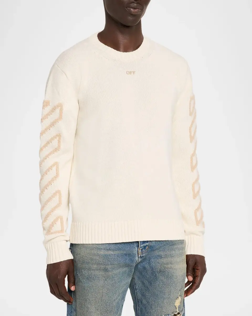 Off-White Men's Diag Arrow Fuzzy Knit Crewneck Sweater | Thumbnail 4 Off-White Men's Diag Arrow Fuzzy Knit Crewneck Sweater | Thumbnail 4
